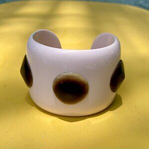 Hermes Pink & Brown Spike Resin & Plastic Wide Cuff Bracelet PM